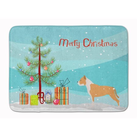 Carolines Treasures Staffordshire Bull Terrier Christmas Machine Washable Memory Foam Mat BB2972RUG